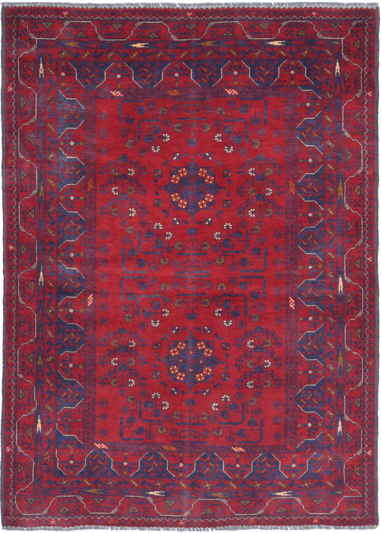 Hand Knotted Afghan Khamyab Wool Rug - 4'2'' x 16'0''