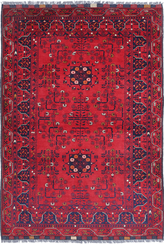 Hand Knotted Afghan Khamyab Wool Rug - 3'3'' x 4'9''