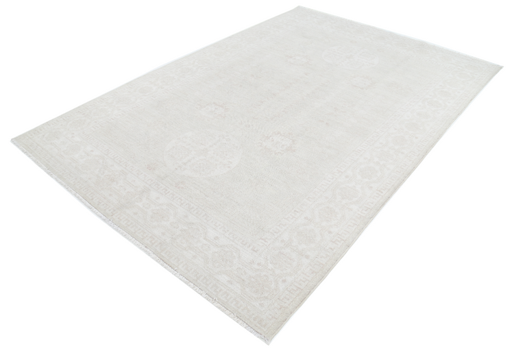 Hand Knotted Khotan Wool Rug - 6' 1" X 9' 2" 6' 1" X 9' 2" (185 X 280) / Grey / Wool