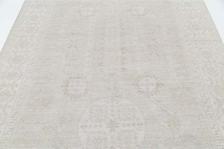 Hand Knotted Khotan Wool Rug - 6' 1" X 9' 2" 6' 1" X 9' 2" (185 X 280) / Grey / Wool
