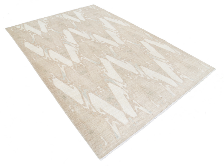 Hand Knotted Khotan Wool Rug - 6' 0" X 8' 9" 6' 0" X 8' 9" (183 X 267) / Taupe / Wool