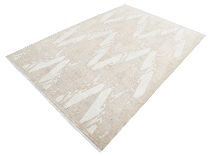 Hand Knotted Khotan Wool Rug - 6' 0" X 8' 9" 6' 0" X 8' 9" (183 X 267) / Taupe / Wool