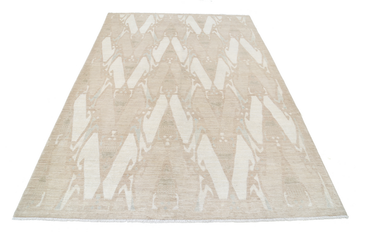 Hand Knotted Khotan Wool Rug - 6' 0" X 8' 9" 6' 0" X 8' 9" (183 X 267) / Taupe / Wool