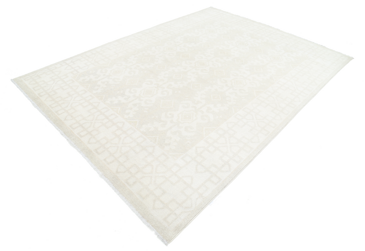 Hand Knotted Khotan Wool Rug - 7' 2" X 9' 11" 7' 2" X 9' 11" (219 X 302) / Taupe / Wool