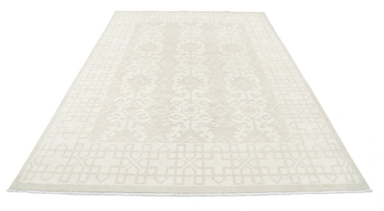 Hand Knotted Khotan Wool Rug - 7' 2" X 9' 11" 7' 2" X 9' 11" (219 X 302) / Taupe / Wool