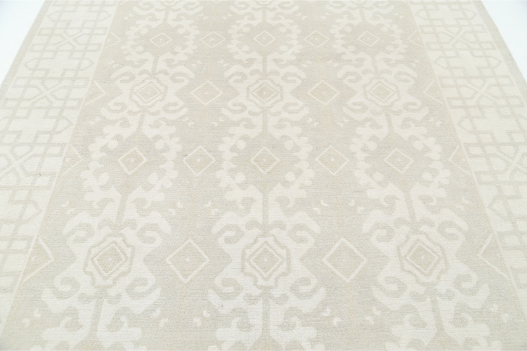 Hand Knotted Khotan Wool Rug - 7' 2" X 9' 11" 7' 2" X 9' 11" (219 X 302) / Taupe / Wool