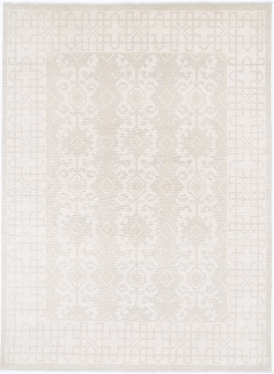 Hand Knotted Khotan Wool Rug - 7' 2" X 9' 11" 7' 2" X 9' 11" (219 X 302) / Taupe / Wool