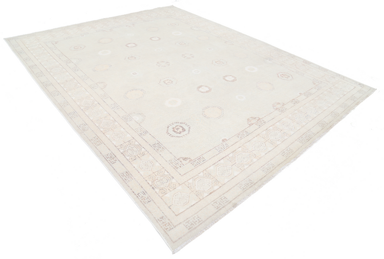 Hand Knotted Khotan Wool Rug - 8' 7" X 10' 10" 8' 7" X 10' 10" (262 X 330) / Ivory / Wool