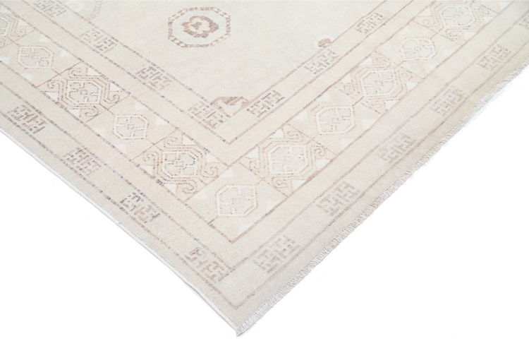 Hand Knotted Khotan Wool Rug - 8' 7" X 10' 10" 8' 7" X 10' 10" (262 X 330) / Ivory / Wool