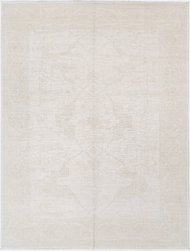 Hand Knotted Khotan Wool Rug - 8' 7" X 11' 7" 8' 7" X 11' 7" (262 X 353) / Ivory / Wool