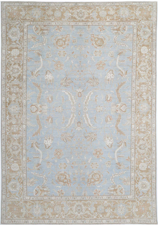 Hand Knotted Oushak Wool Rug - 10'2'' x 14'10''