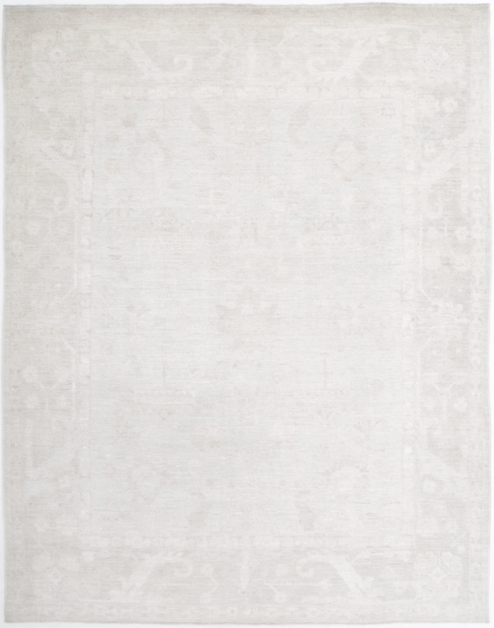 Hand Knotted Oushak Wool Rug - 8' 3" X 10' 6" 8' 3" X 10' 6" (251 X 320) / Grey / Wool