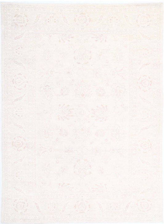 Hand Knotted Oushak Wool Rug - 9'9'' x 13'5''