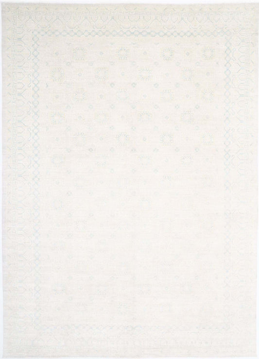 Hand Knotted Oushak Wool Rug - 12'4'' x 17'8''