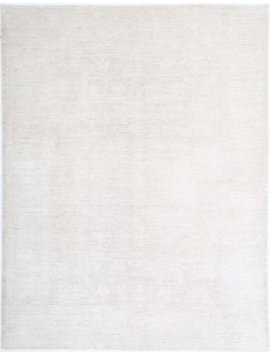 Hand Knotted Oushak Wool Rug - 9'2'' x 11'10''
