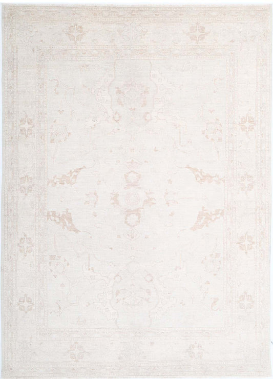 Hand Knotted Oushak Wool Rug - 8'11'' x 12'5''