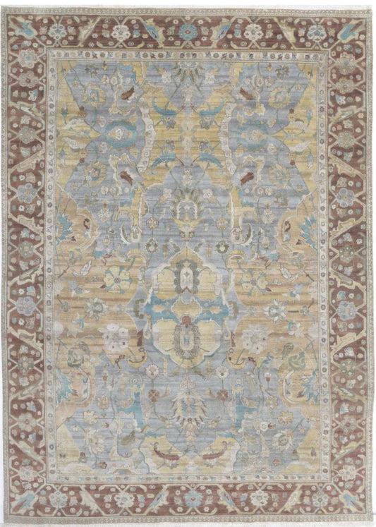 Hand Knotted Oushak Wool Rug - 8'1'' x 11'4''