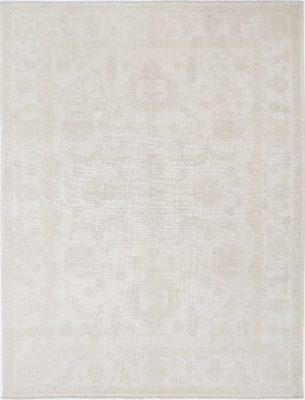 Hand Knotted Oushak Wool Rug - 8' 9" X 11' 8" 8' 9" X 11' 8" (267 X 356) / Ivory / Wool