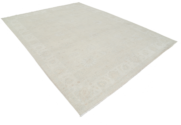 Hand Knotted Oushak Wool Rug - 8' 10" X 11' 8" 8' 10" X 11' 8" (269 X 356) / Silver / Wool