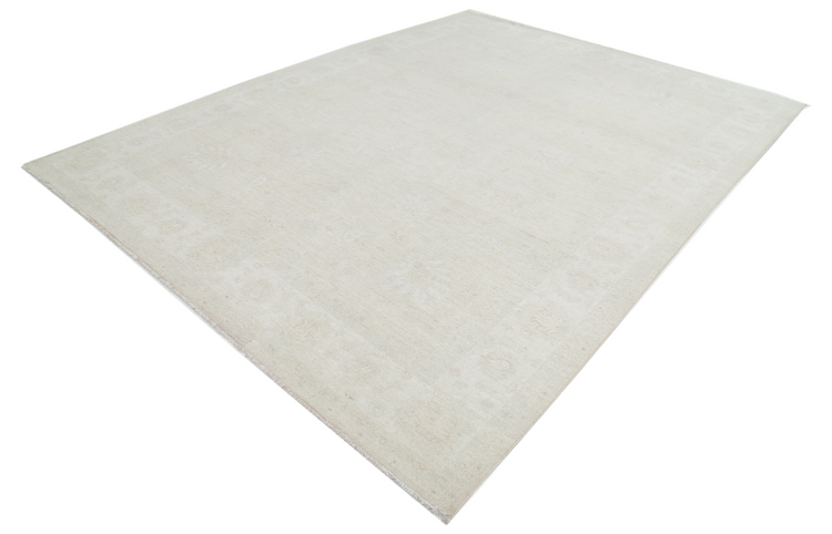 Hand Knotted Oushak Wool Rug - 8' 10" X 11' 8" 8' 10" X 11' 8" (269 X 356) / Silver / Wool