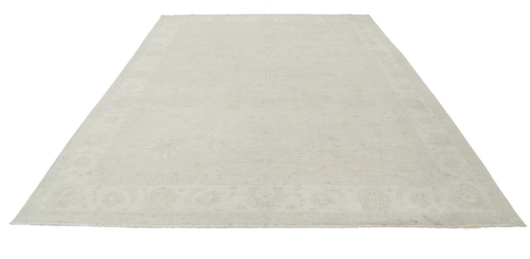 Hand Knotted Oushak Wool Rug - 8' 10" X 11' 8" 8' 10" X 11' 8" (269 X 356) / Silver / Wool