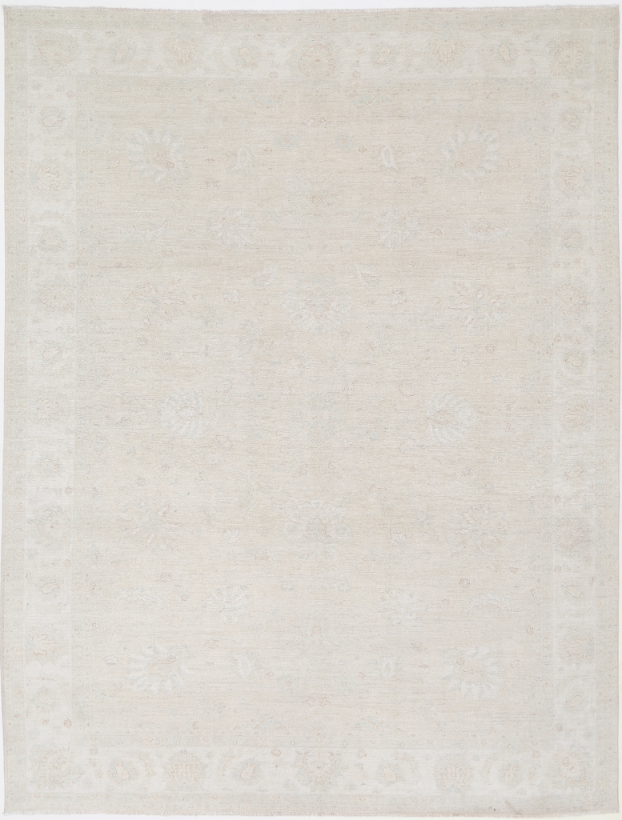 Hand Knotted Oushak Wool Rug - 8' 10" X 11' 8" 8' 10" X 11' 8" (269 X 356) / Silver / Wool