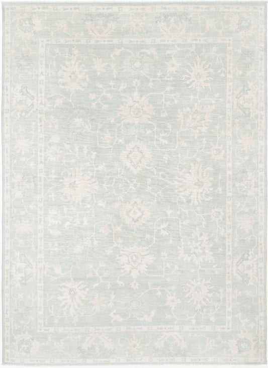 Hand Knotted Oushak Wool Rug - 9' 5" X 13' 2" 9' 5" X 13' 2" (287 X 401) / Green / Wool