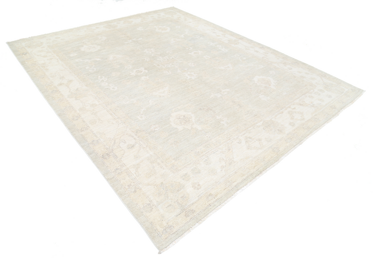 Hand Knotted Oushak Wool Rug - 8' 5" X 10' 3" 8' 5" X 10' 3" (257 X 312) / Silver / Wool