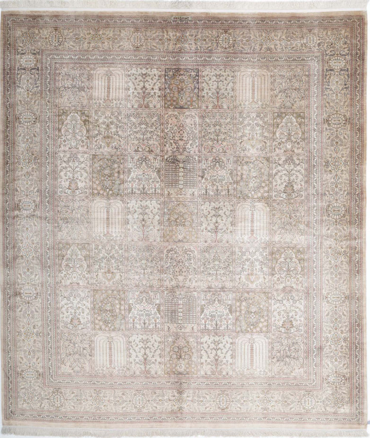Hand Knotted Masterpiece Persian Qum Silk Rug - 6'3'' x 7'1''