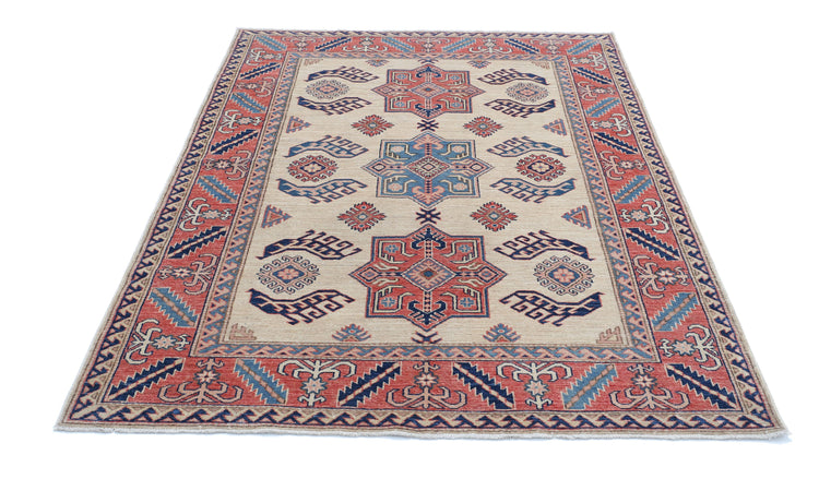 Hand Knotted Royal Kazak Wool Rug - 4'11'' x 6'9''