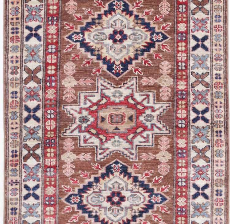 Hand Knotted Royal Kazak Wool Rug - 2'6'' x 9'8''