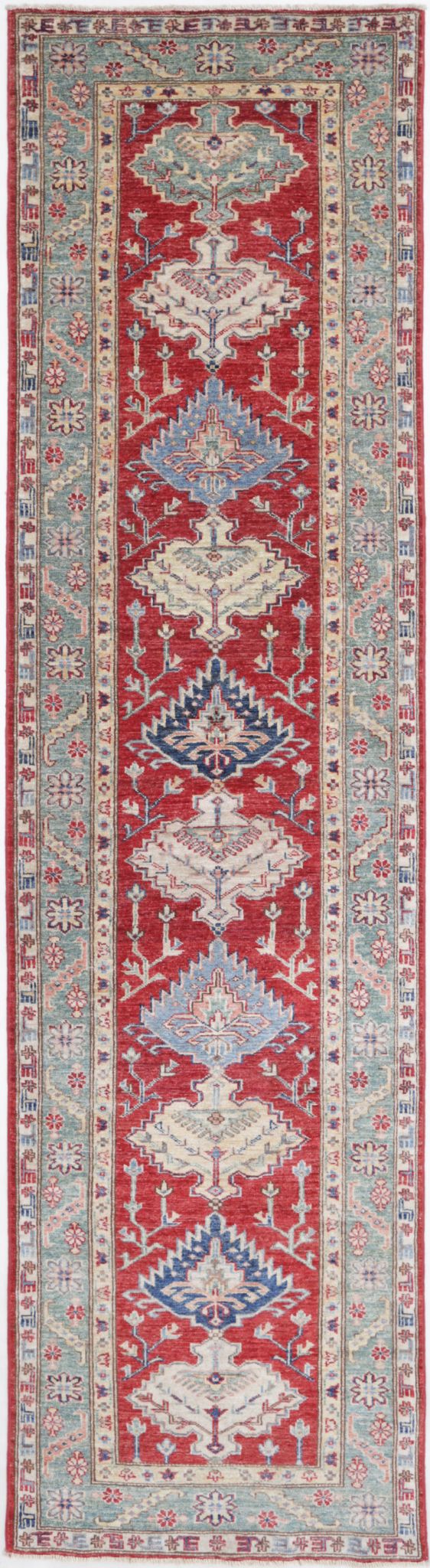 Hand Knotted Royal Kazak Wool Rug - 2'7'' x 10'1''