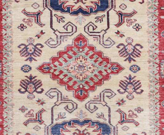 Hand Knotted Royal Kazak Wool Rug - 3'10'' x 5'5''