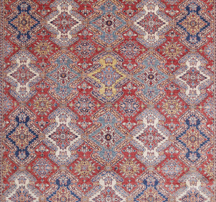 Hand Knotted Royal Kazak Wool Rug - 9'10'' x 13'9''