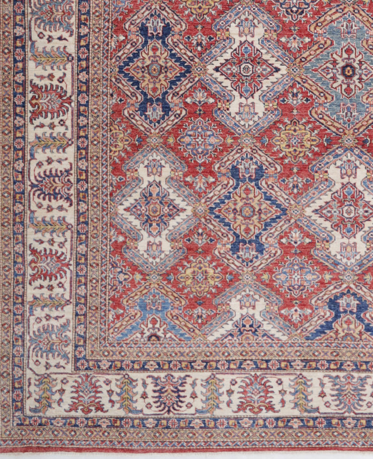 Hand Knotted Royal Kazak Wool Rug - 9'10'' x 13'9''