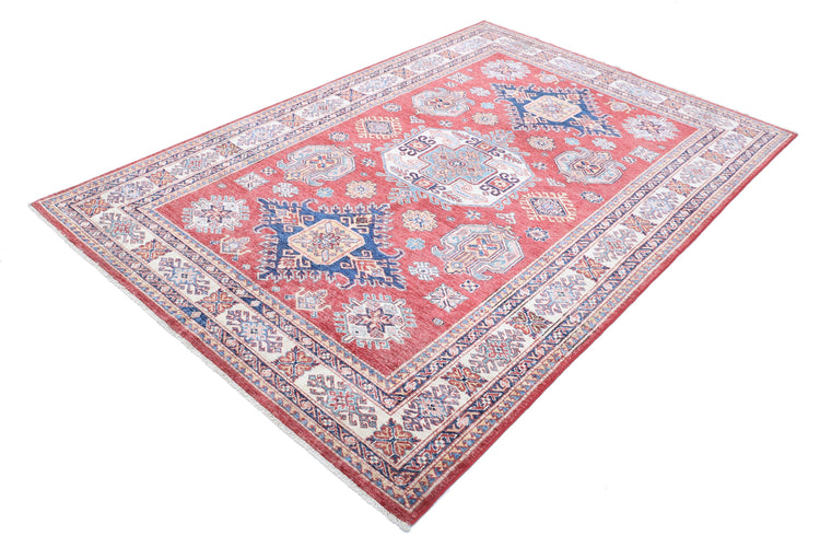 Hand Knotted Royal Kazak Wool Rug - 5'6'' x 8'3''