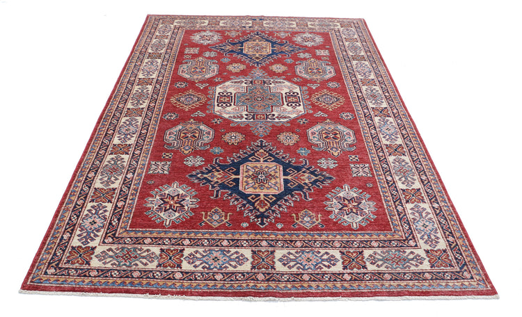 Hand Knotted Royal Kazak Wool Rug - 5'6'' x 8'3''