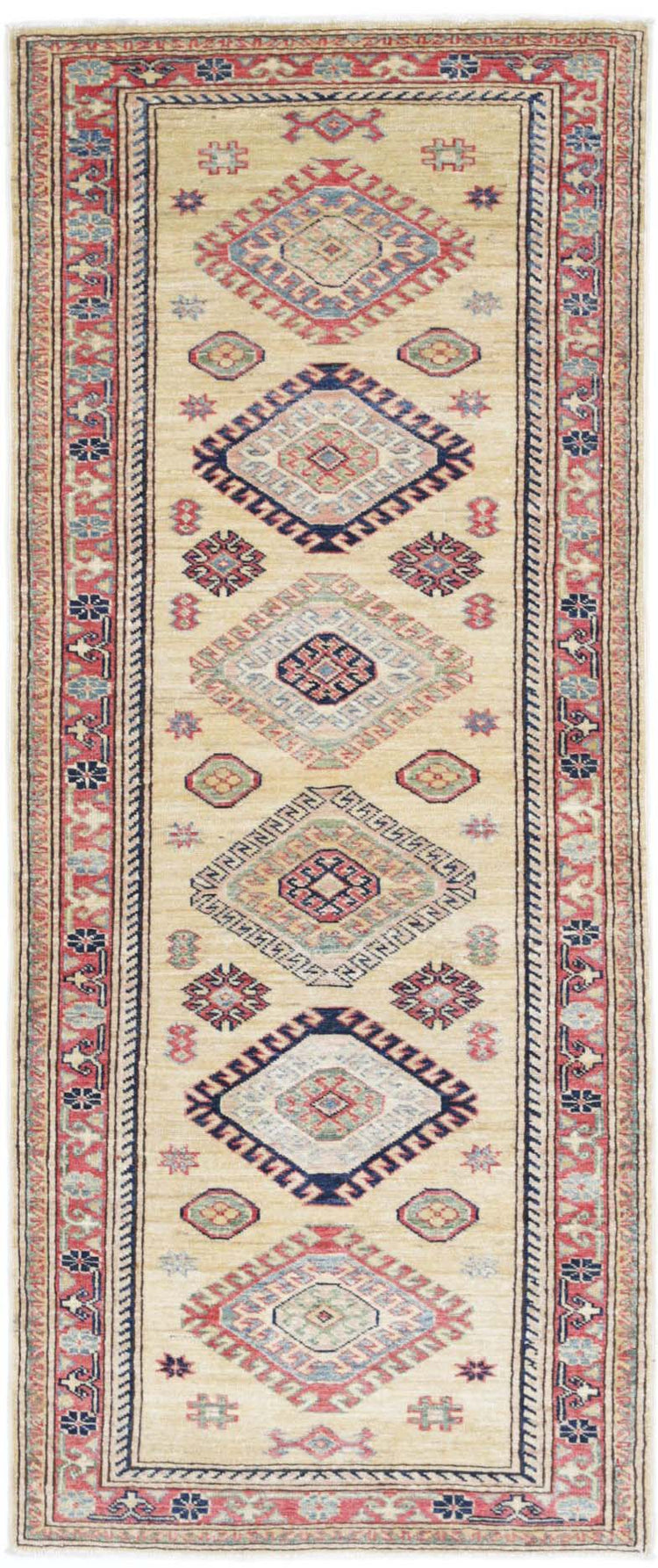 Hand Knotted Royal Kazak Wool Rug - 2'6'' x 6'4''