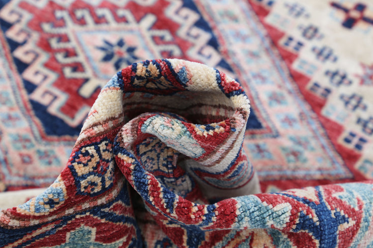 Hand Knotted Royal Kazak Wool Rug - 6'1'' x 6'6''