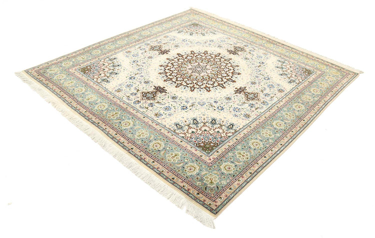 Hand Knotted Masterpiece Persian Tabriz Fine Wool Rug - 6'5'' x 6'7''