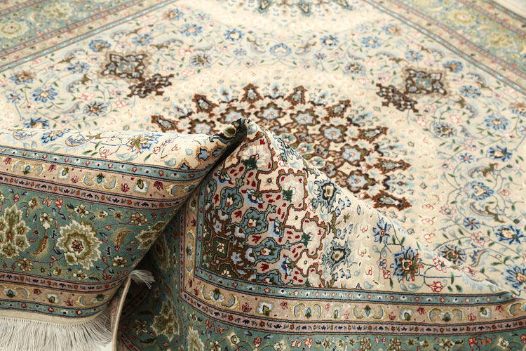 Hand Knotted Masterpiece Persian Tabriz Fine Wool Rug - 6'5'' x 6'7''