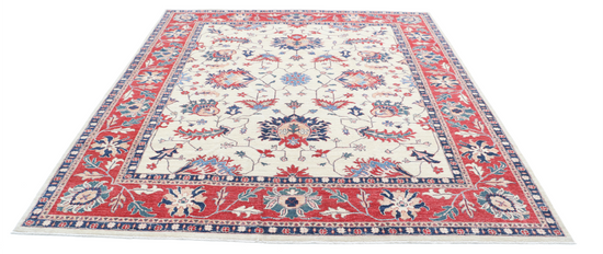 Hand Knotted Ziegler Wool Rug - 8' 1" X 9' 1" 8' 1" X 9' 1" (246 X 277) / Ivory / Wool