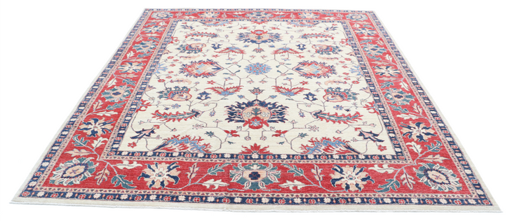 Hand Knotted Ziegler Wool Rug - 8' 1" X 9' 1" 8' 1" X 9' 1" (246 X 277) / Ivory / Wool