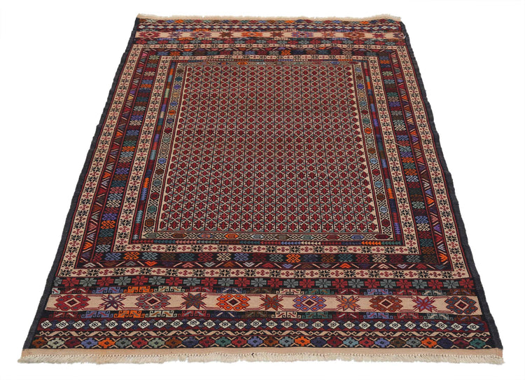 Hand Woven Maliki Wool Kilim Rug - 3'8'' x 5'7''