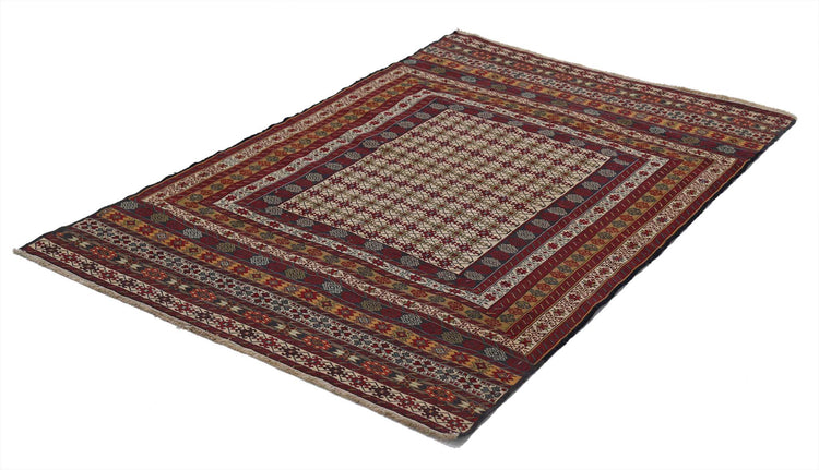 Hand Woven Maliki Wool Kilim Rug - 3'11'' x 5'11''