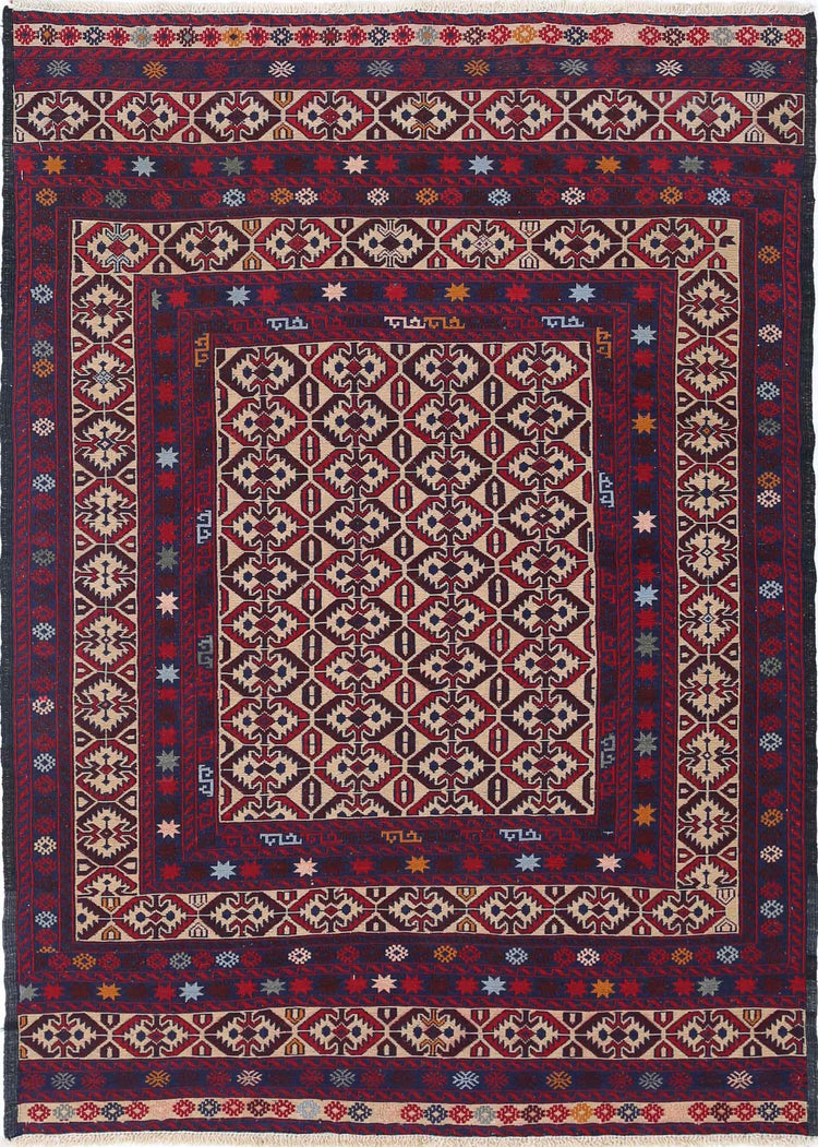 Hand Woven Maliki Wool Kilim Rug - 3'0'' x 4'3''