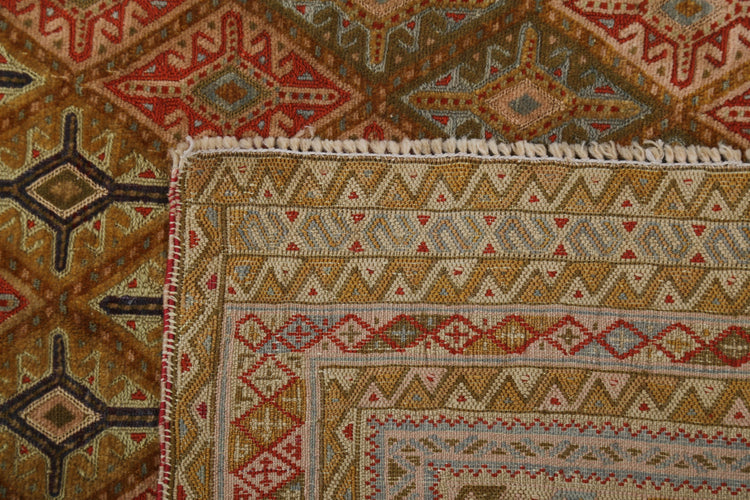 Hand Woven Nakhunak Wool Kilim Rug - 4'10'' x 5'11''