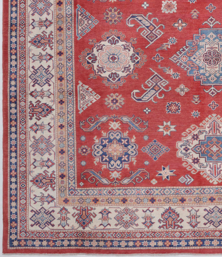 Tribal Hand Knotted Kazak Afzali Kazak Wool Rug of Size 9'7'' X 13'2'' in and Colors - Made in Afghanistan