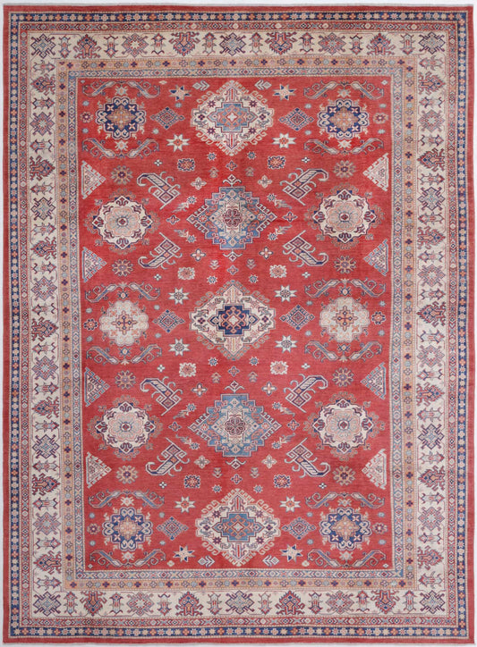 Tribal Hand Knotted Kazak Afzali Kazak Wool Rug of Size 9'7'' X 13'2'' in  and  Colors - Made in Afghanistan