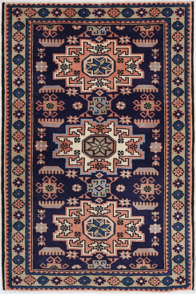 Persian Hand Knotted Ardabil Ardabil Wool Rug of Size 2'4'' X 3'7'' in Blue and Green Colors - Made in Iran